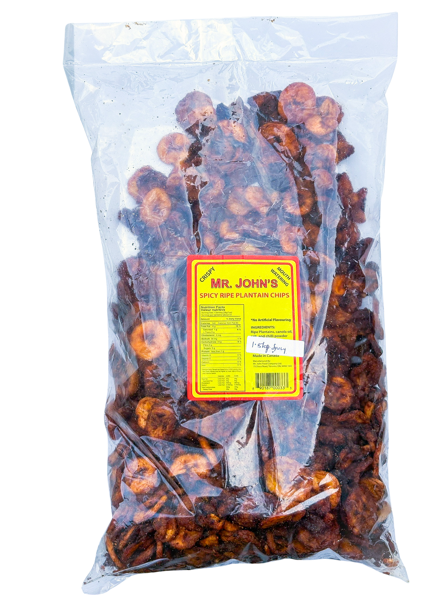 Family Size Mr. John's Spicy Ripe Plantain Chips 1.5kg